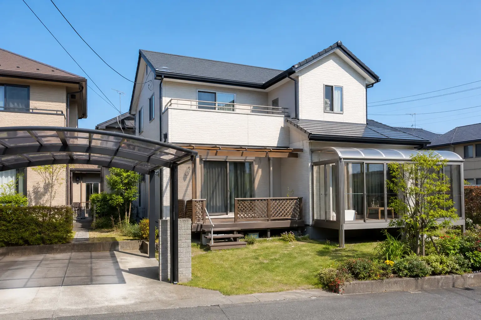 図面と見比べたい中古の一戸建てのイメージ。あとから付けたサンルームなどが建ぺい率に関わることがある